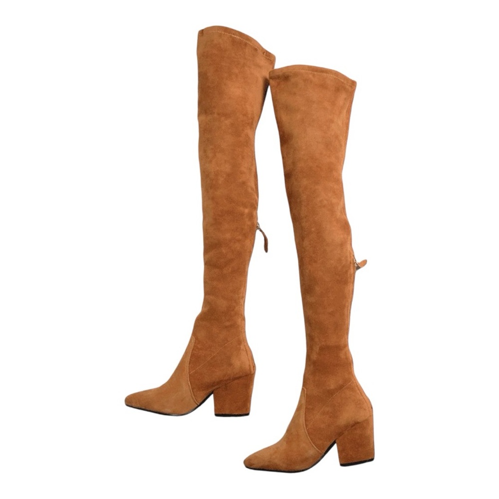 Goodnight Macaroon Marlo' Tan Over The Knee Suede Leather Boots
